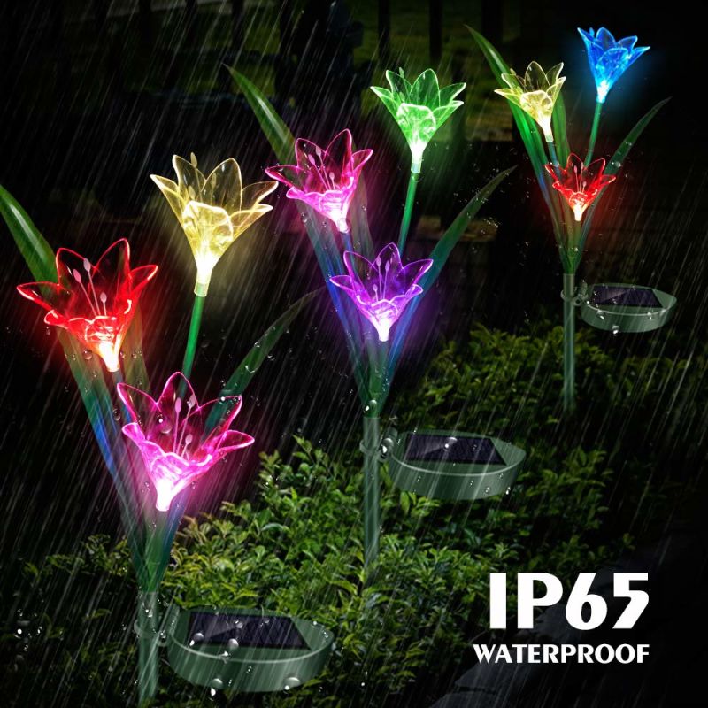 Flower Lily Artificial Flower with Solar LED Light