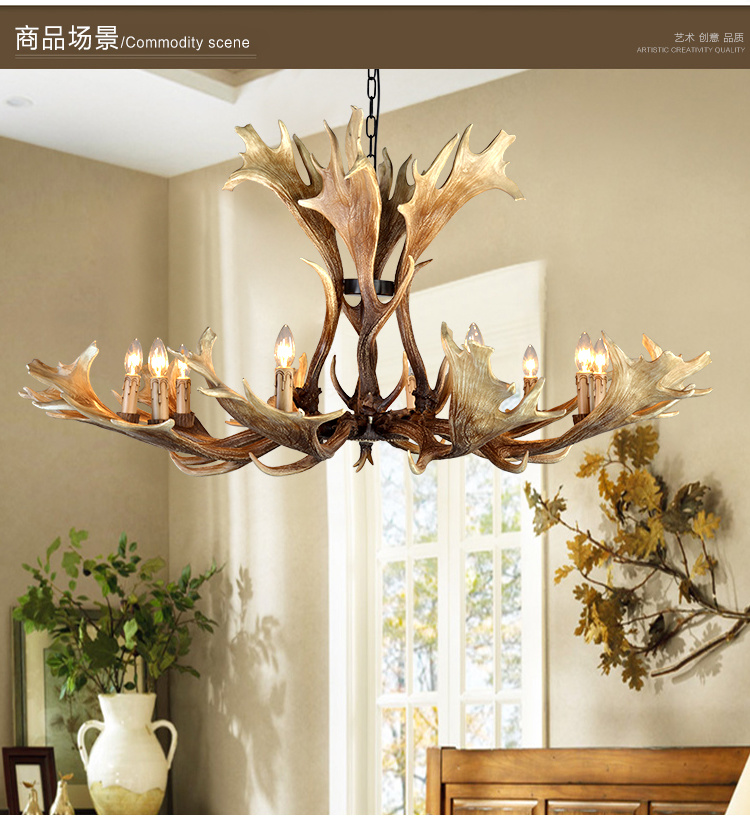 Deer Antler Hanging Pendant Light Fixtures Indoor Home Lighting (WH-AC-14)