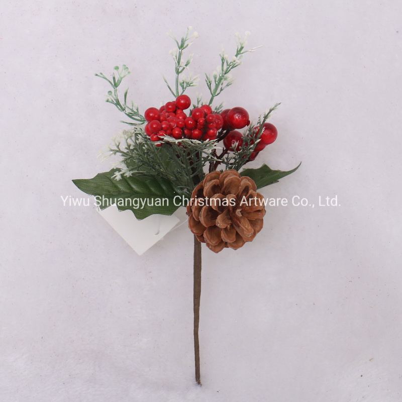 Artificial Green Plants Redberry Branches with Ornaments for Home Decor