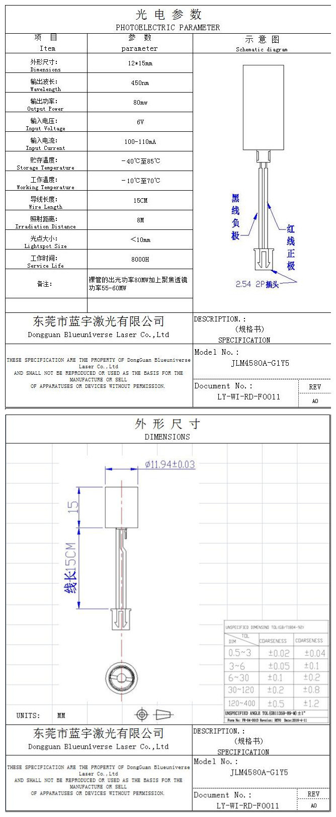 Cheap 450nm 80MW Blue Laser Module for Stage Light Show