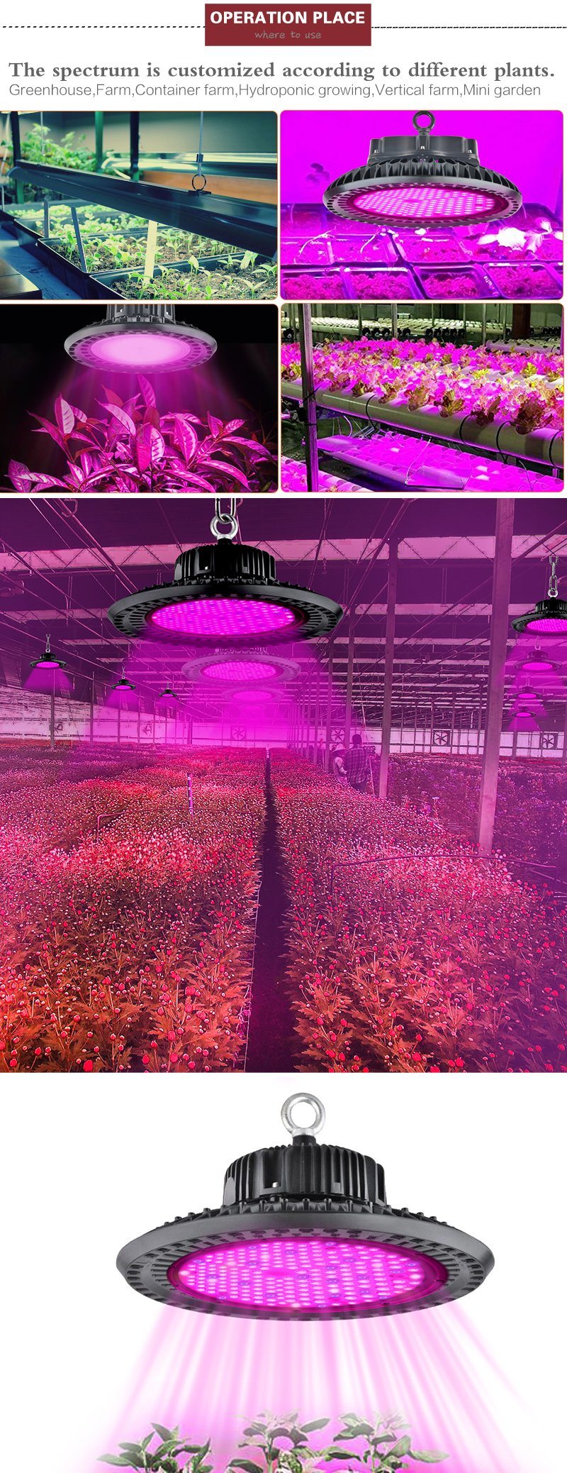 1-10V Dimmable Full Spectrum Growing Light 300watt UFO LED Growth Light