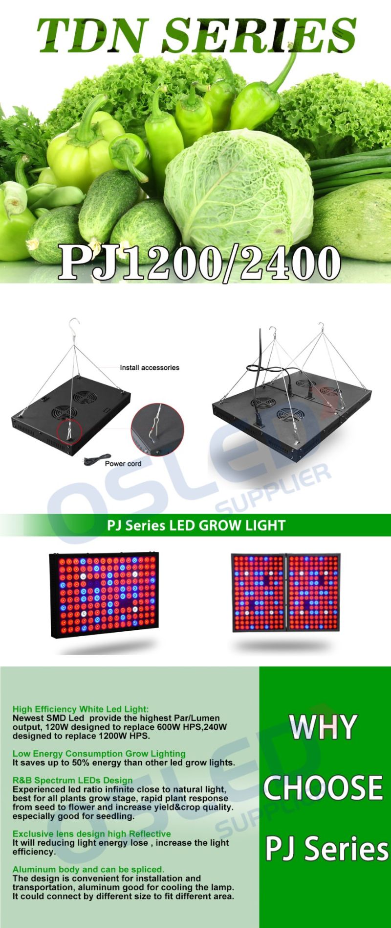 High Efficient LED Grow Light 120W 240W Grow Light Replace 600-1200W HPS Full Spectrum Best for Indoor Outdoor Plant Growth