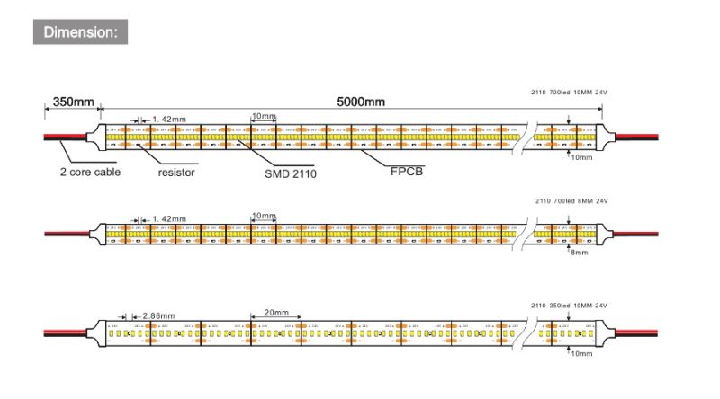 2110-336LED/M LED Strip Warm/White SMD Strip IP20/IP65 Indoor Lights