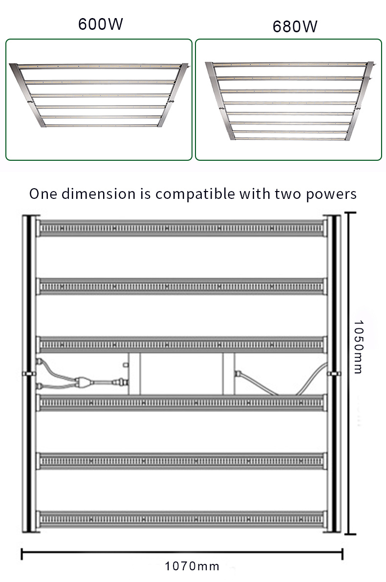 600W/680W Grow Light Bars 8 Bar Foldable Full Spectrum Samsung LED Grow Light Dimmable Bloom LED Red Blue Grow Light Bar