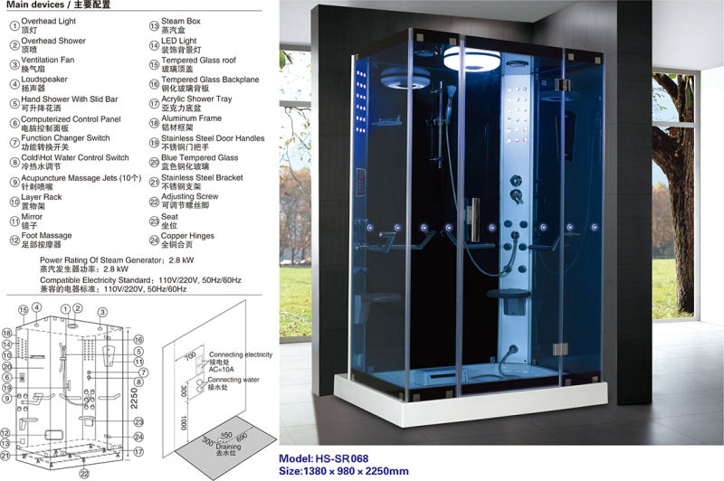 Bathroom Complete Multifunction Steam Cabin Shower for 2 Person