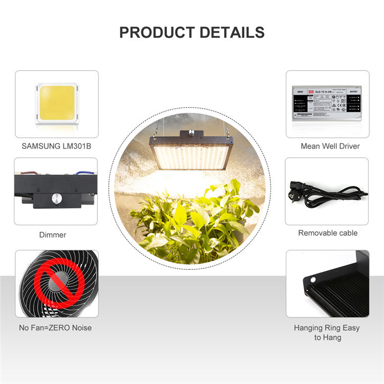 LED Grow Light Kit, Samsung Hydroponic LED Grow Light 75W Quantum Board Lm301b