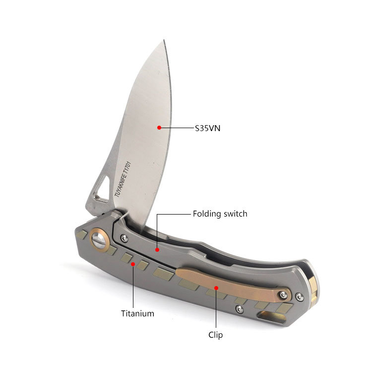 Titanium Handle S35vn Blade Outdoor Folding Knife