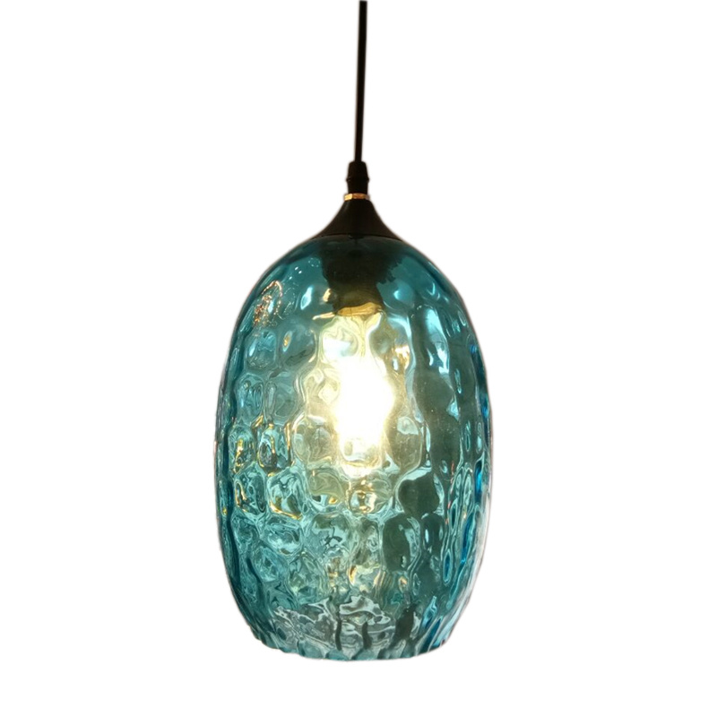 Loft Pendant Lamp Blue Blown Glass Lamp Shade