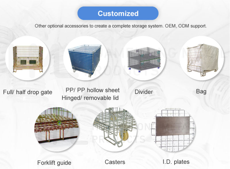 European Rigid Galvanized Zinc Folding Collapsible Wire Mesh Containers Supplier