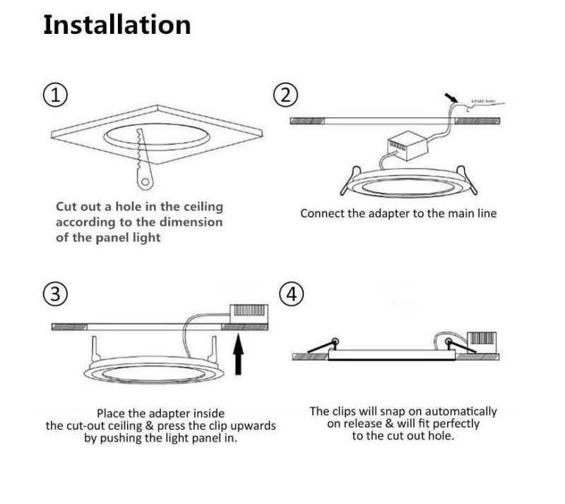 Cut Hole 105mm Ultra Thin Square 6W 3000K Living Room LED Downlight