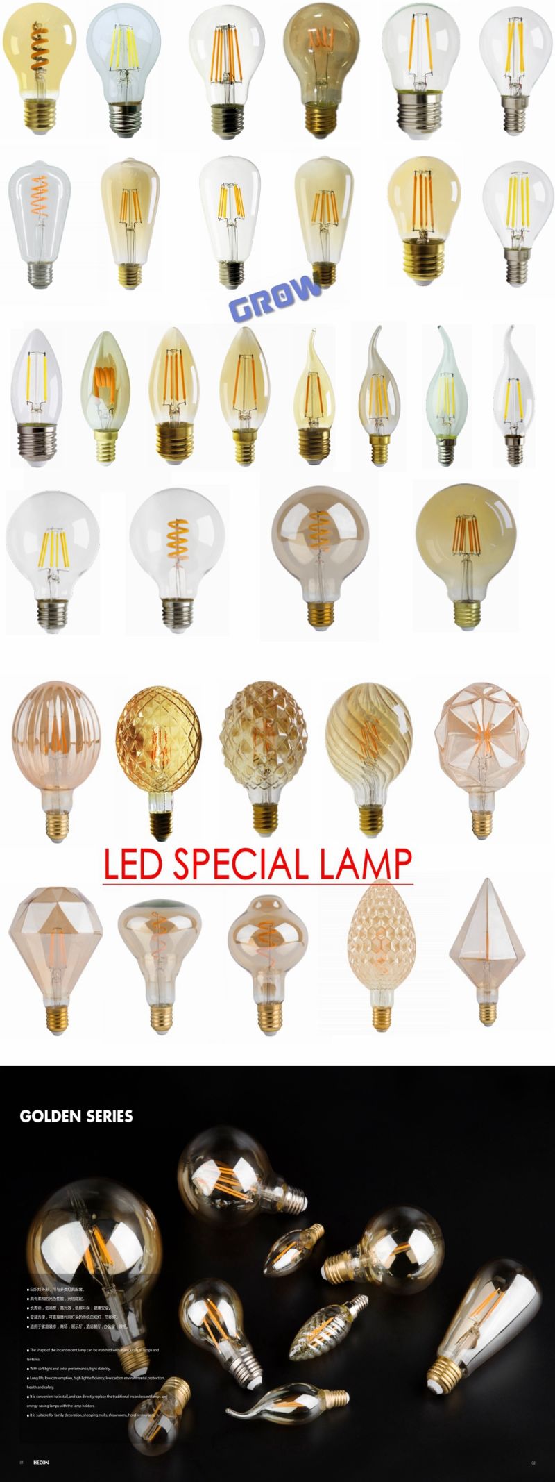 R50 New Energy Saving 2W/4W Decorative Filament LED Global Bulb Lighting