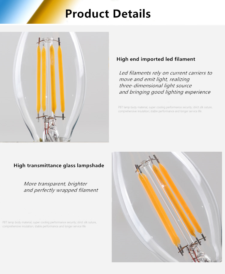 Ce Certifiton LED Lighting Filament Bulb Custom Lamp Bulbs