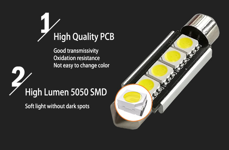 Warm White Cool White 42mm LED Festoon Bulbs 12V