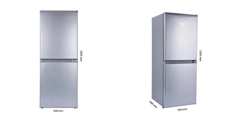 168 Liters Double Doors Bottom Freezer Solar Refrigerator DC Fridge