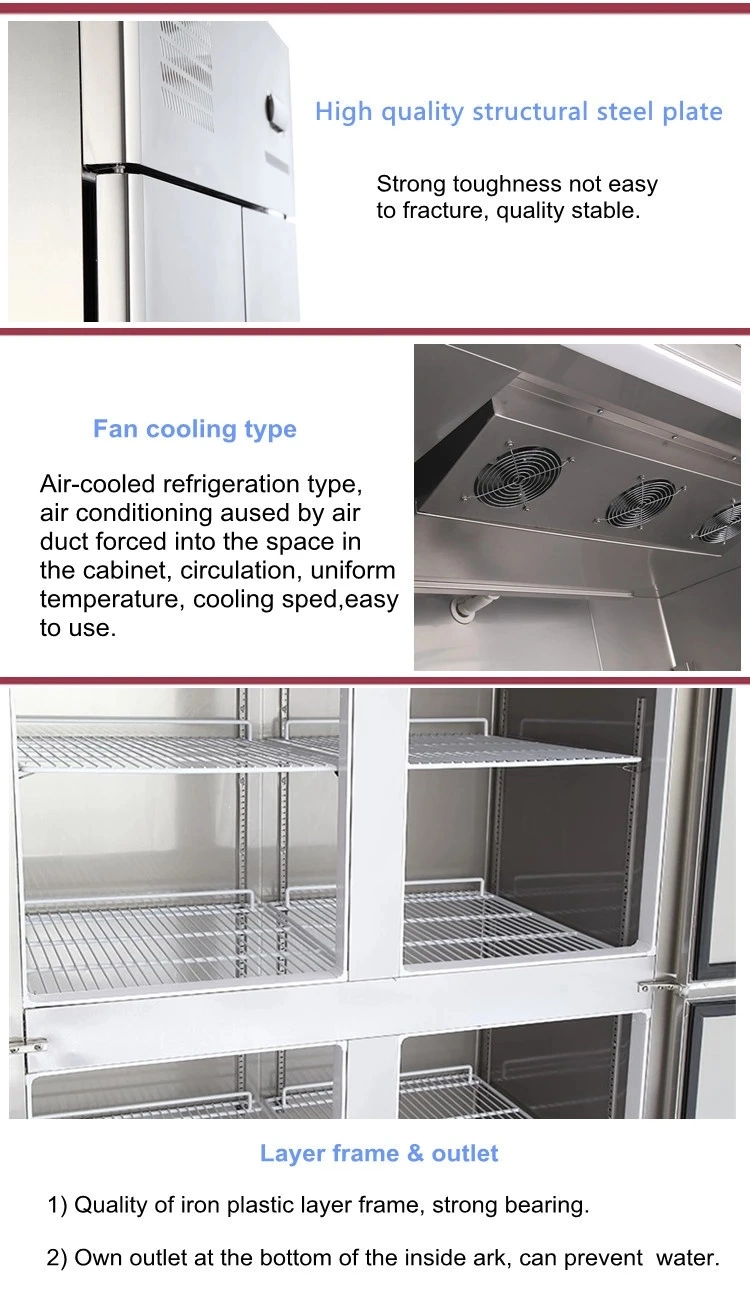 Commercial Stainless Steel Vertical Kitchen Auto Defrost Refrigerator Freezer Fridge