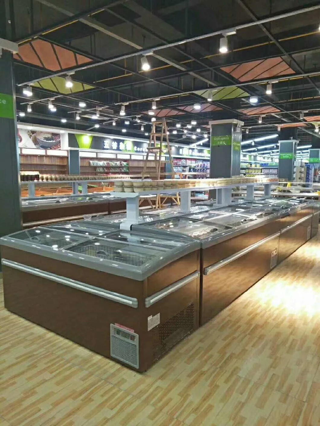 Supermarket Commercial Refrigerator Island Display Freezer with Auto Defrost