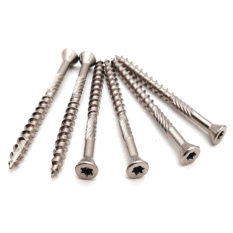 Stainless Steel 201 316 Torx Countersunk Knurled Shank Thread Cutting Self Tapping Screw with 4 Ribs