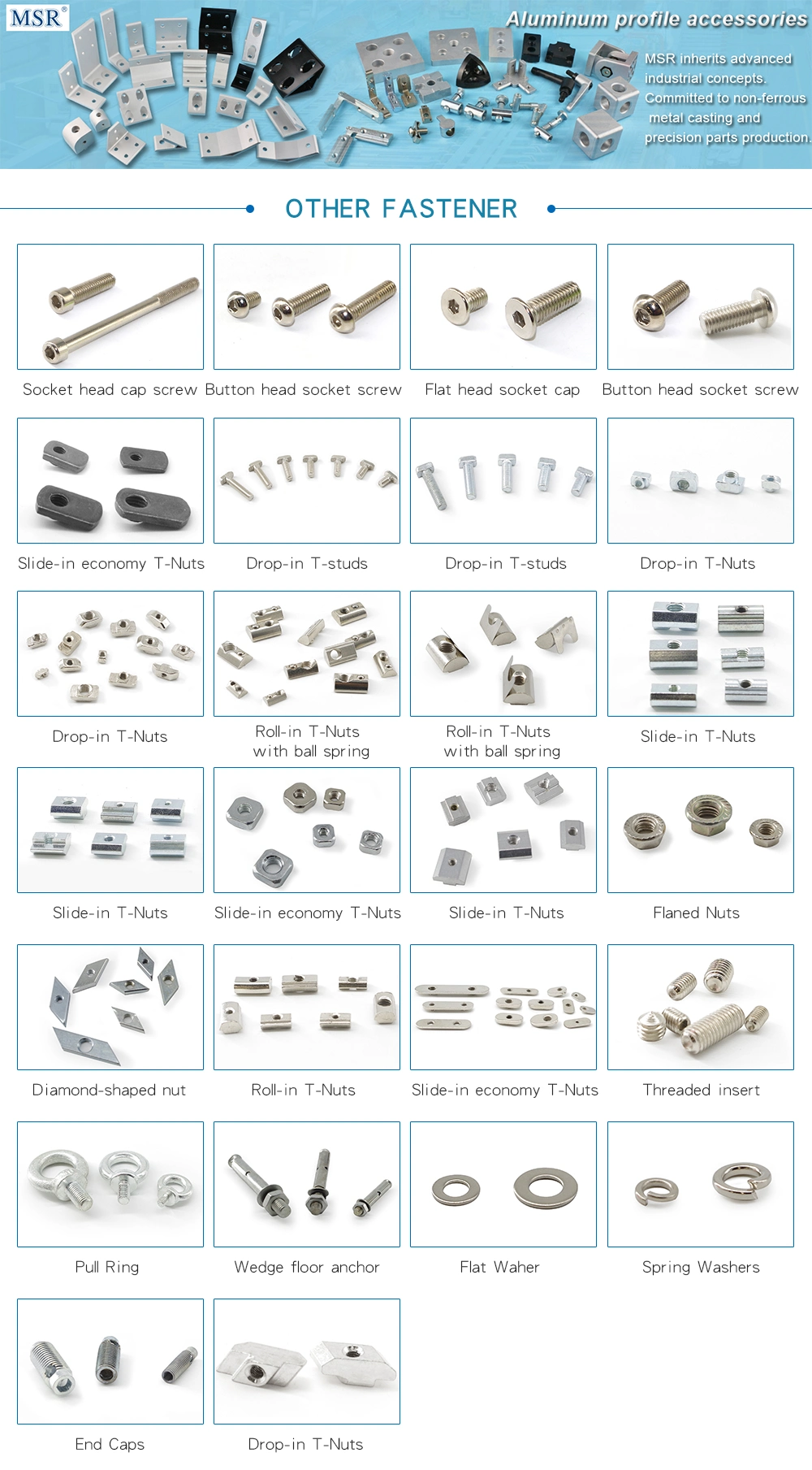 M10 a Style Steel Slide-in T-Nuts Steel Nickel Plated Nuts for 45 Aluminum Profile