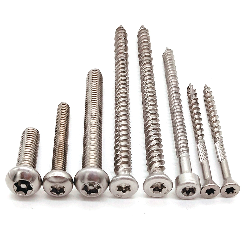 Stainless Steel 201 316 Torx Countersunk Knurled Shank Thread Cutting Self Tapping Screw with 4 Ribs