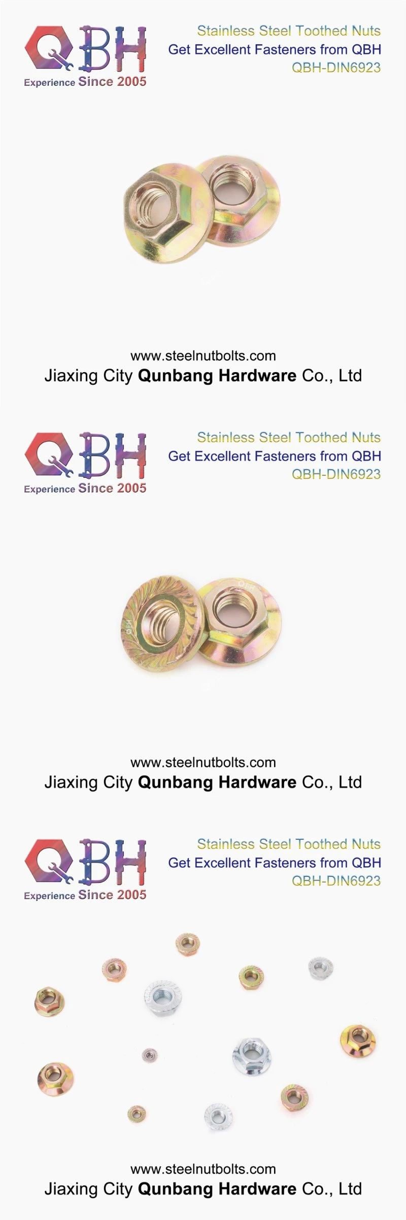 Qbh M5-M20 Black Zinc HDG Heat Treatment Dacromet Geomet Serrations Flange Prevailing Torque Nutsert Female Screw Nut