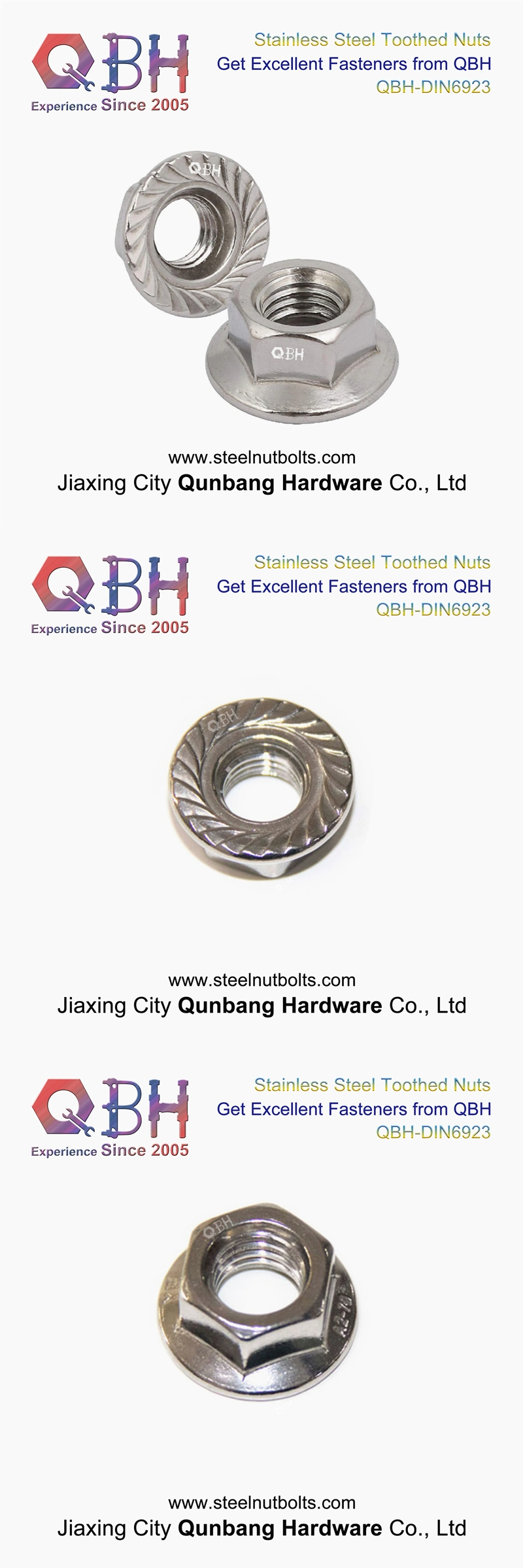 Qbh M5-M20 Black Zinc HDG Heat Treatment Dacromet Geomet Serrations Flange Prevailing Torque Nutsert Female Screw Nut