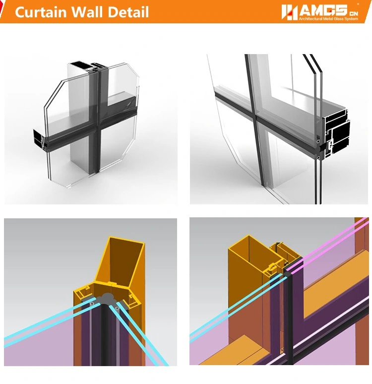 Glass Facade Invisible Frame Curtain Wall Windows Decorative Glass Curtain Wall Panels Stick Aluminum&Aluminium and Glass Curtain Walls System