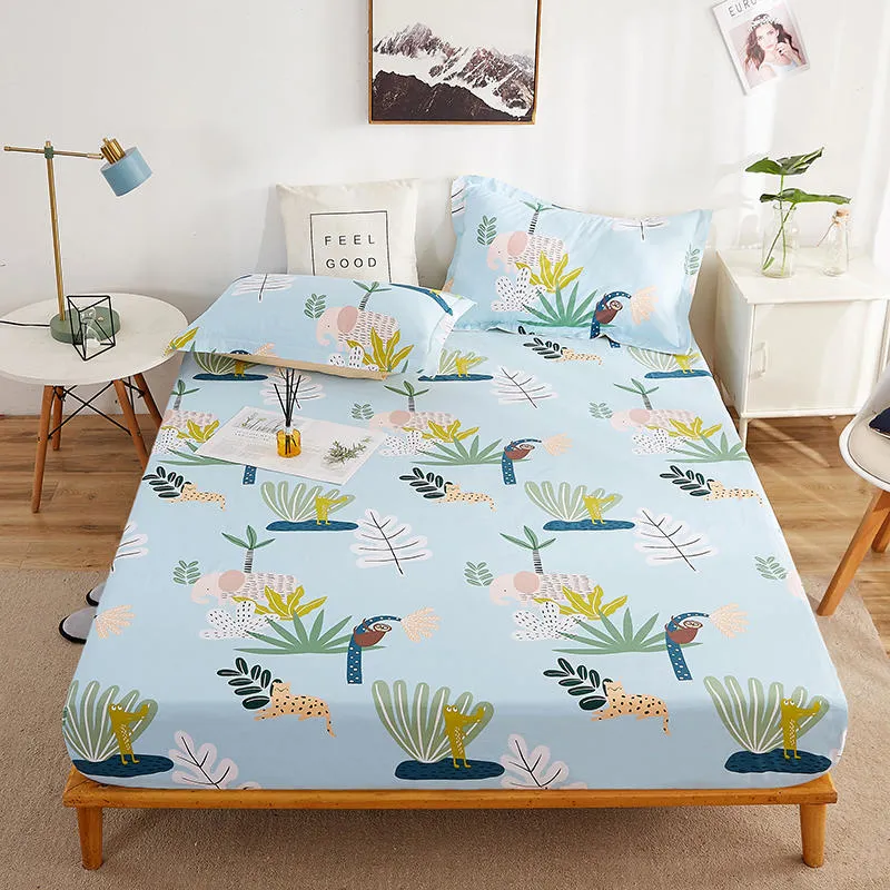Made in China Stain Resistant Soft Fitted Bottom Sheet Cotton Fabric for 4PCS Double Bedding