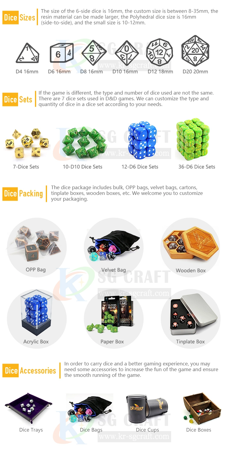 Six Sided Dice 16mm Square D6 Spot Dice for D&D Rpg Table Board Card Game