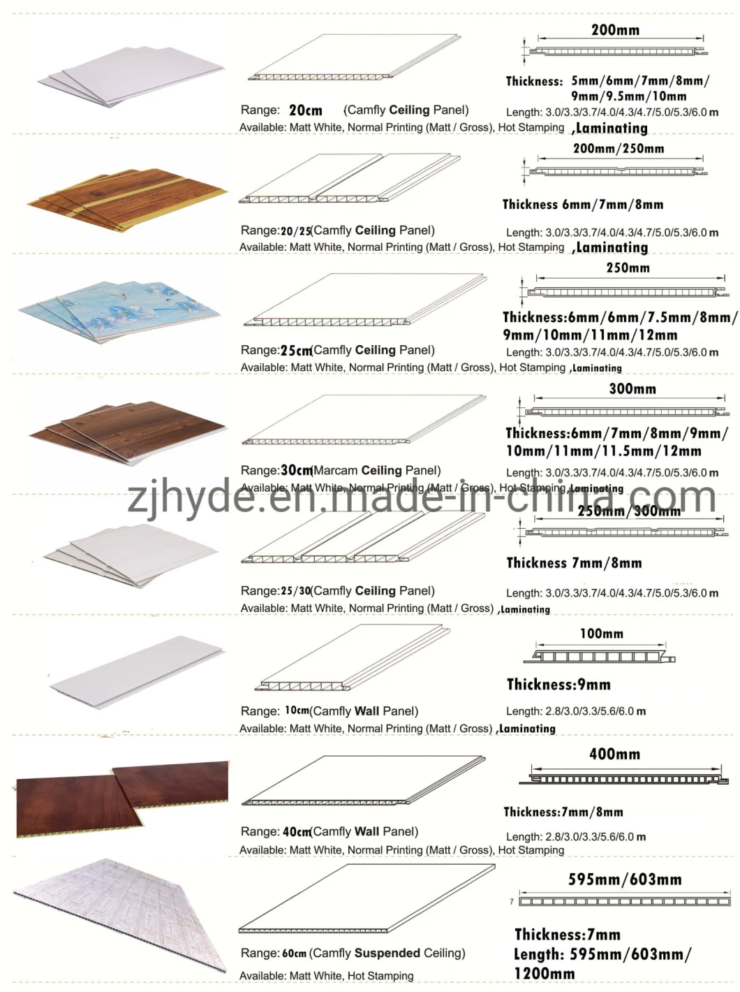 9X300mm PVC False Ceiling Panel Waterproof Fireproof Laminated PVC Panel Wall Decorative Panel Ceilings