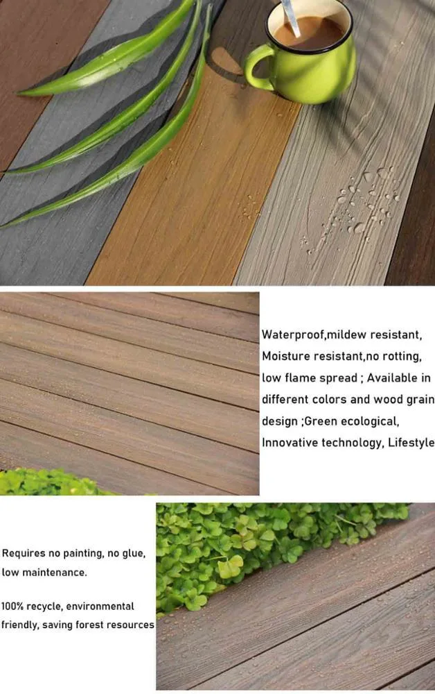 WPC Decking 3D Embossed Teak Wood Flooring Wood Plastic Composite Wood Grain Decking