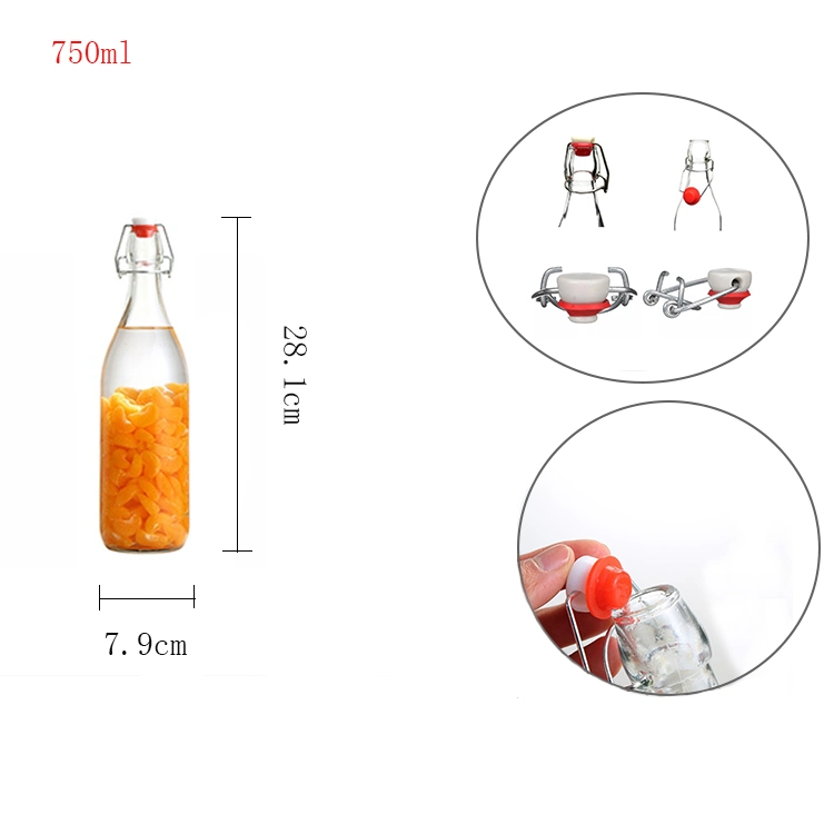 Wide Mouth Glass Kombucha Bottles 500ml Swing Top Kombucha Glass Bottles 750ml