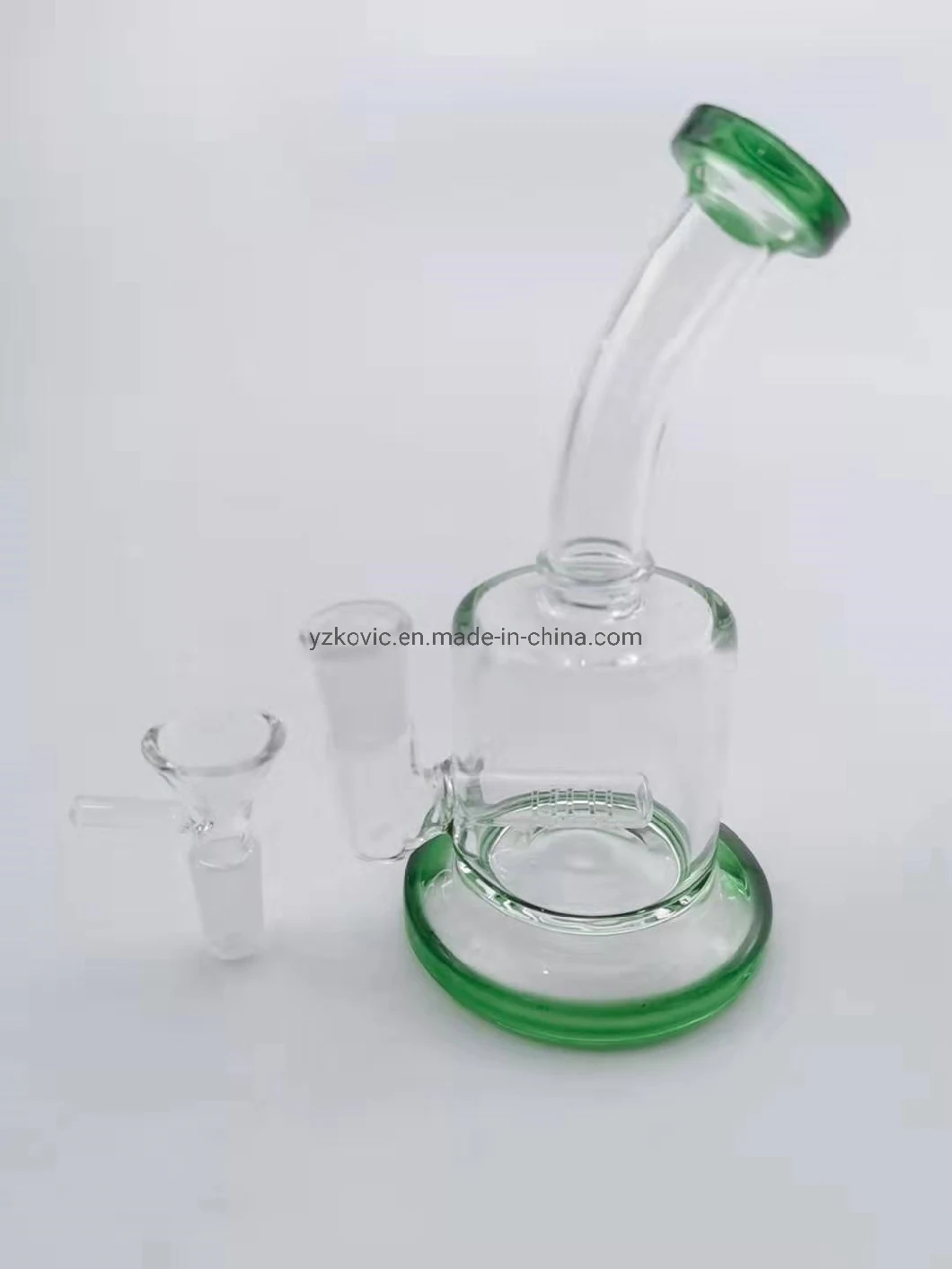 6 Inchs Glass Water Pipe 14mm Joint Green Thick Bottom Smoking Pipe Glass Water Pipe