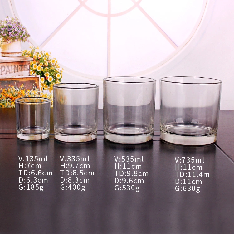 Empty Round Wide Mouth 120ml 330ml 500ml 700ml Clear Glass Candle Jars