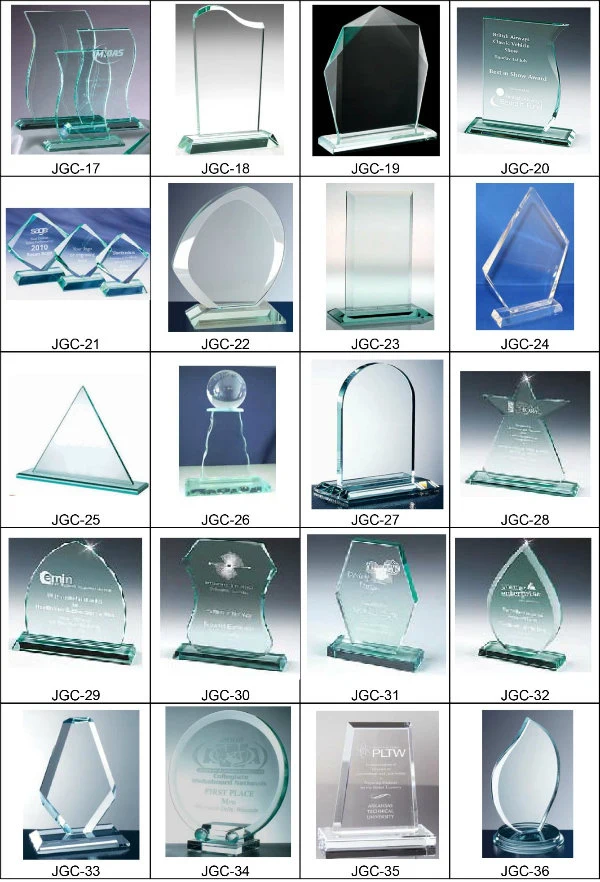 Wholesale Cheap Jade Glass Crystal Trophy Award with Metal Pin