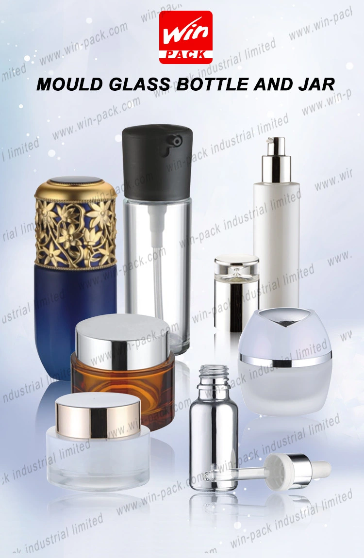 Glass Jar Round Shape Thick Bottom Shiny Silver Cap Glass Bottle and Jar 45ml 120ml 55g