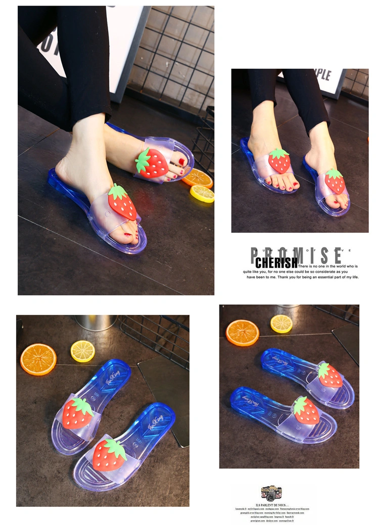 Cheap Wholesale Summer Fruit Jelly Home 2020 Women Slides Footwear Flat House Fashion Clear Jelly Fruit Slide Sandals Slippers