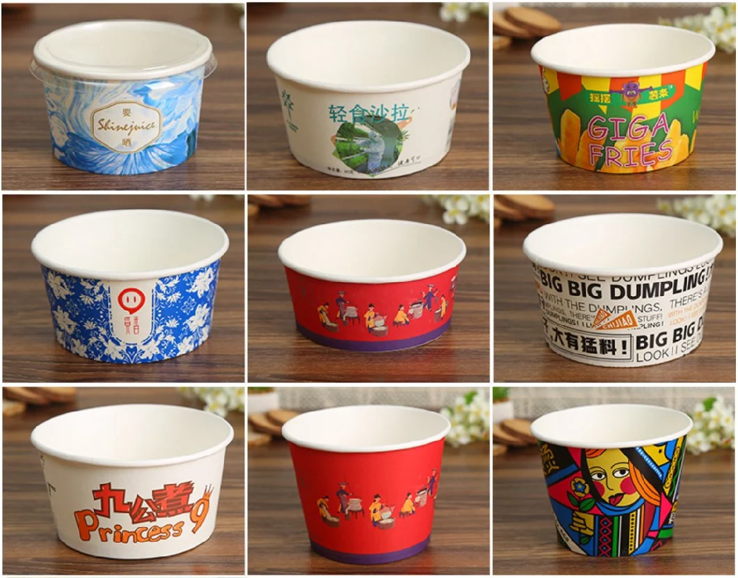 Custom Printed Bowl for Dessert Noodles Soup Salad Paper Bowl