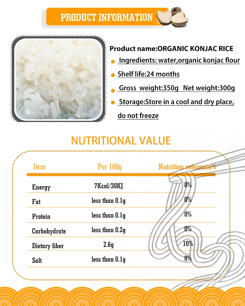 Weight Loss Organic Konjac Shirataki Noodles Rice Shape