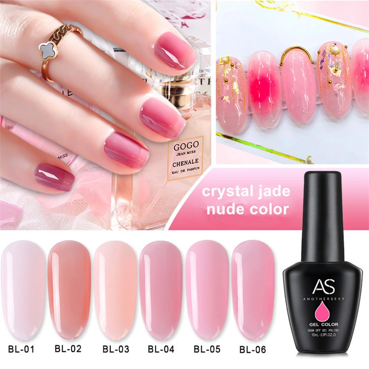 Private Logo 2019 Popular Long Lasting Crystal Nude Jade Pink Color Nail Gel Polish Vanish Kit