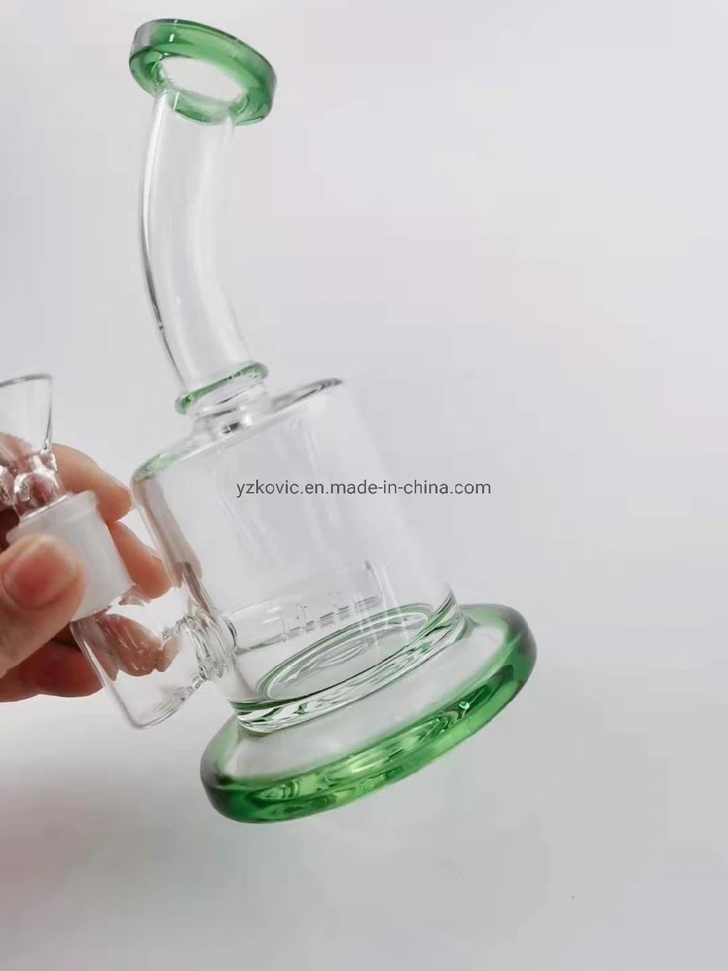 6 Inchs Glass Water Pipe 14mm Joint Green Thick Bottom Smoking Pipe Glass Water Pipe