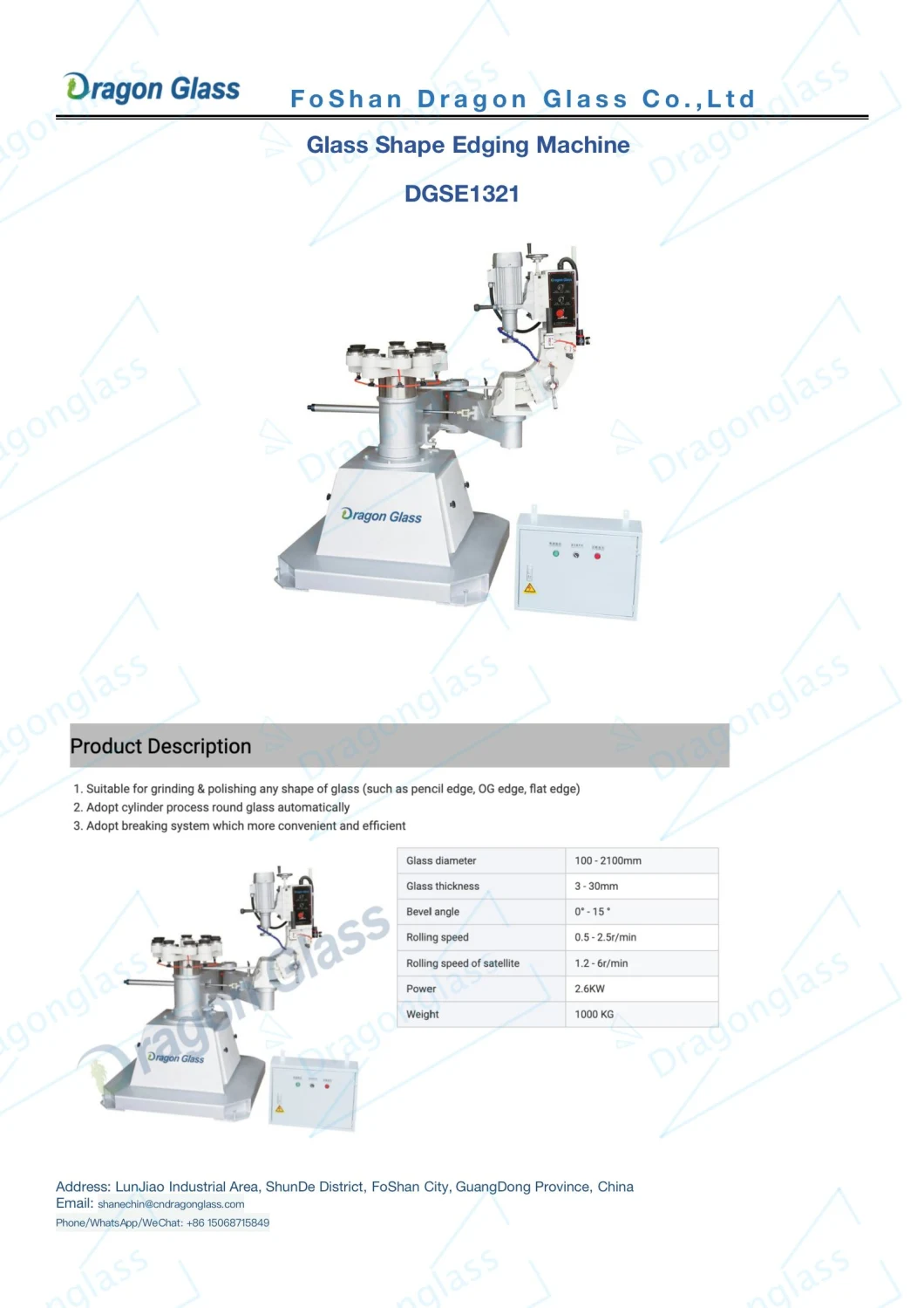 Easy Operate Glass Shape Bevel Polishing Machine for Mirror Glass