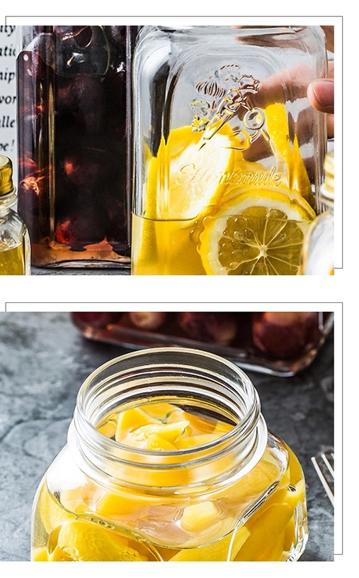 2019 Hot New design Empty Airless Canning Preserve Wide Mouth Glass Square Mason Jars.