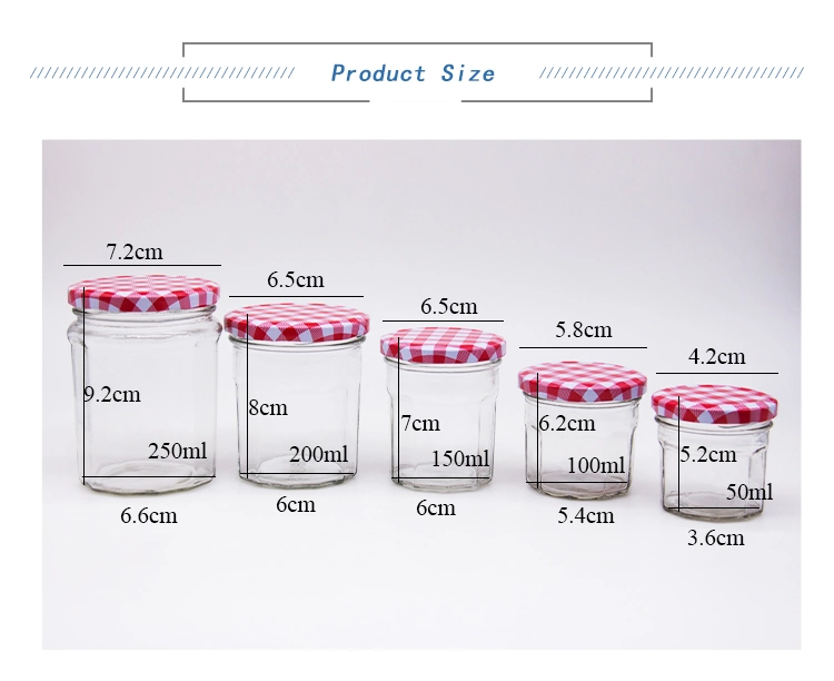 Clear Jam Jelly Food Glass Jar with Lid 100ml 200ml