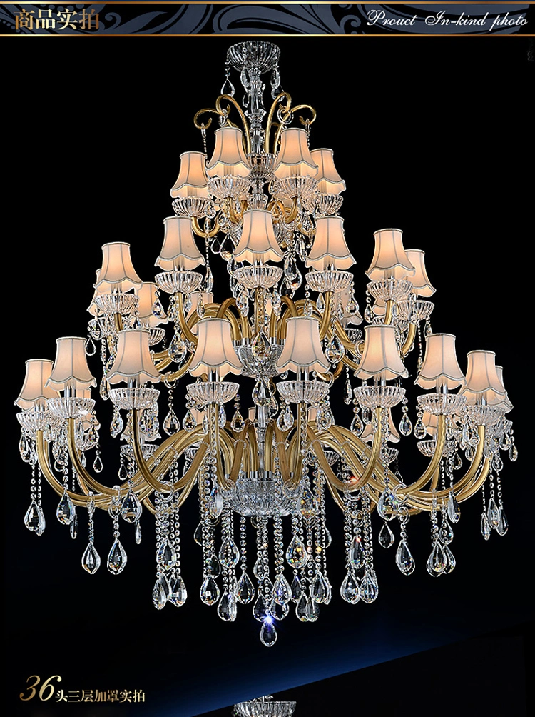 Large Crystal Lustre Art Glass Attractive Large Lobby Chandelier (WH-CY-102)