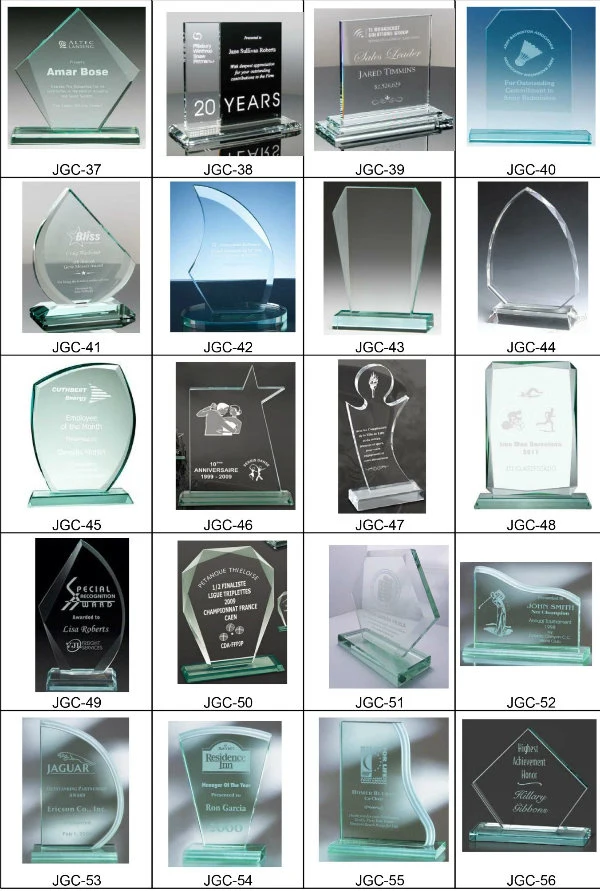 Wholesale Cheap Jade Glass Crystal Trophy Award with Metal Pin