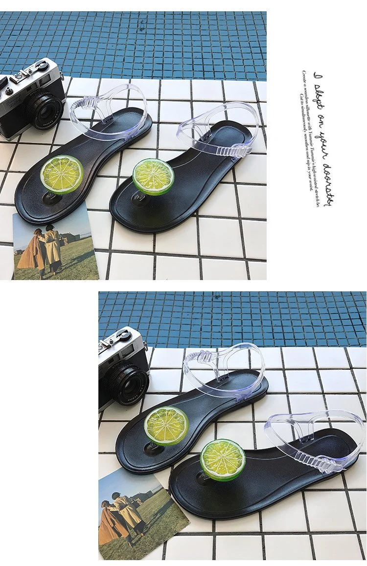 Happyslides Women Fruit Jelly Summer Flat 2020 for Women and Ladies Sandales Clear PVC Jelly Floral Fruit Slides Slipper Sandals