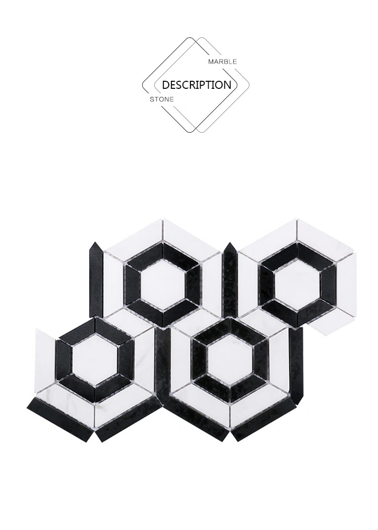 Black Jade Marble Greek Crystal Marble Mosaic Tile Hexagon Mosaic Marble Mosaic 24X24 Tiles