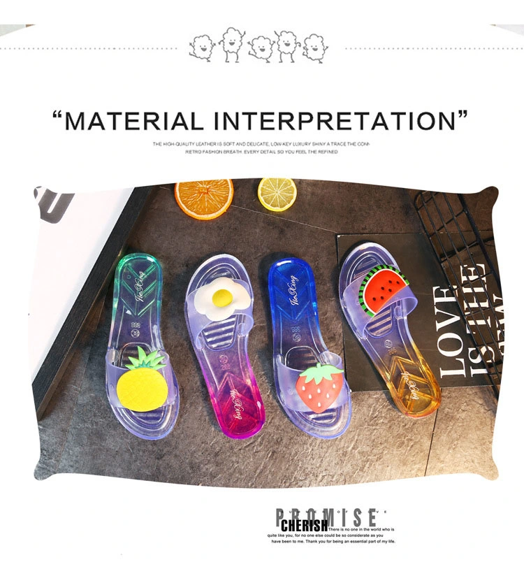 Cheap Wholesale Summer Fruit Jelly Home 2020 Women Slides Footwear Flat House Fashion Clear Jelly Fruit Slide Sandals Slippers