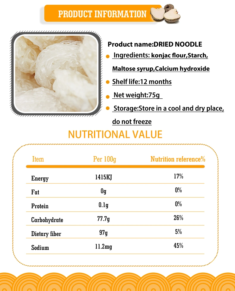 Customized Wholesale Dried Konjac Noodles Low Fat Height Protein Konjac Food