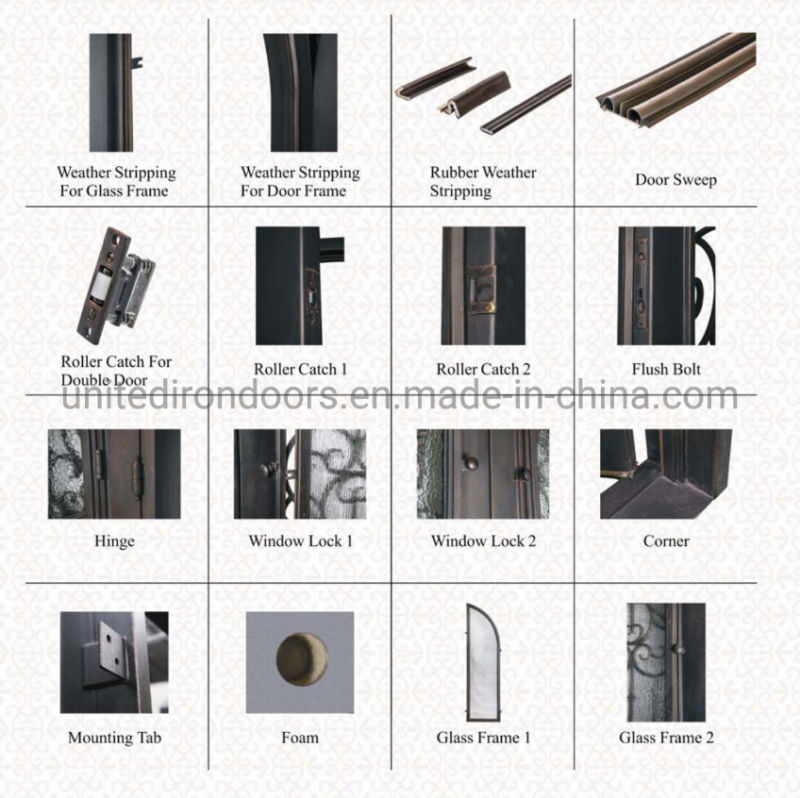 Exclusive Design Wrought Iron Entry Front Door with Transom